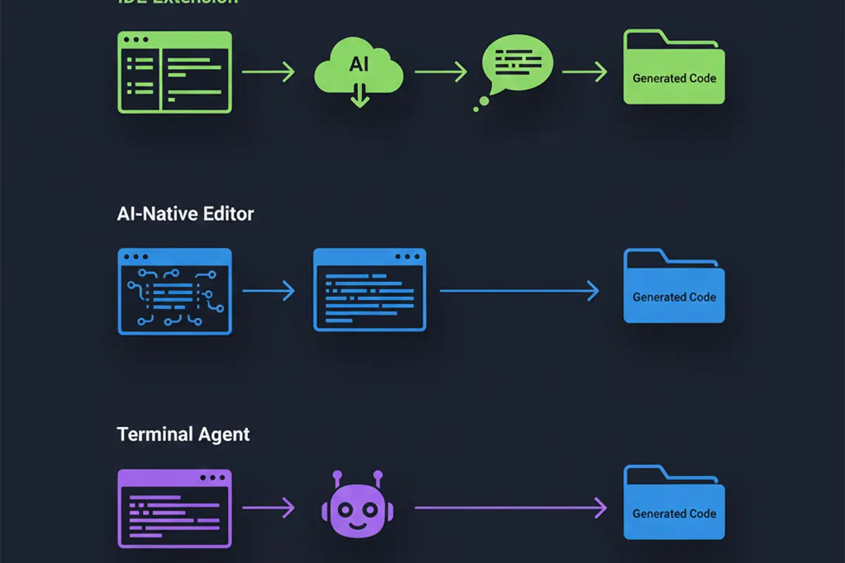 Diagramm verschiedener KI-Coding-Workflows