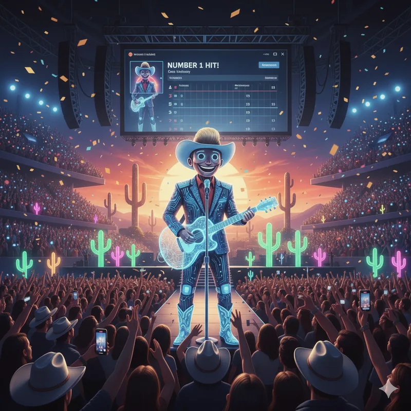 Konzeptionelle Darstellung eines KI-Musikers auf einer Bühne